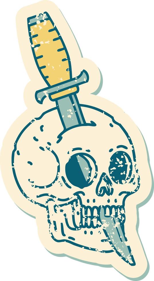 iconic distressed sticker tattoo style image of a skull vector
