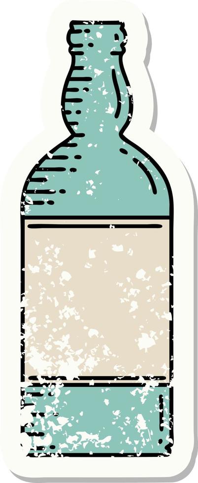 distressed sticker tattoo in traditional style of a bottle vector