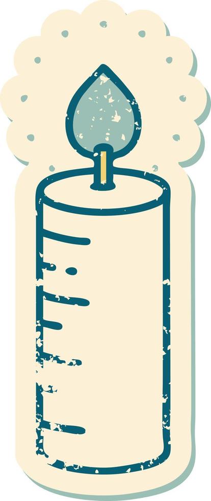 iconic distressed sticker tattoo style image of a candle vector