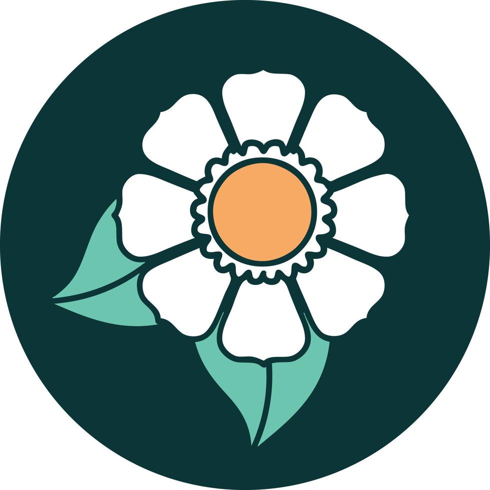 iconic tattoo style image of a flower vector