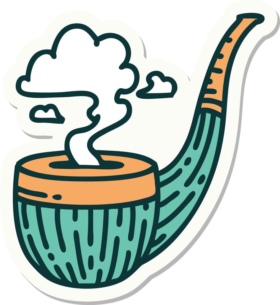 sticker of tattoo in traditional style of a smokers pipe vector