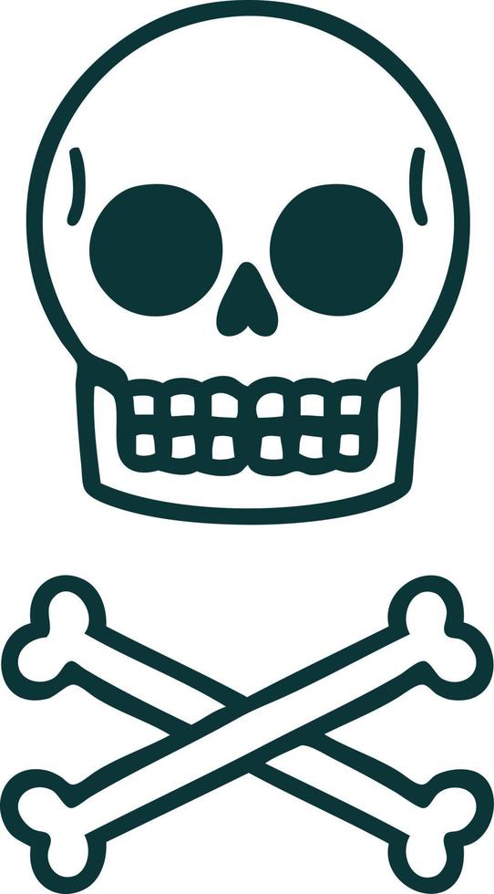 iconic tattoo style image of a skull vector