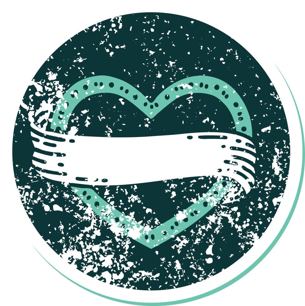 iconic distressed sticker tattoo style image of a heart and banner vector