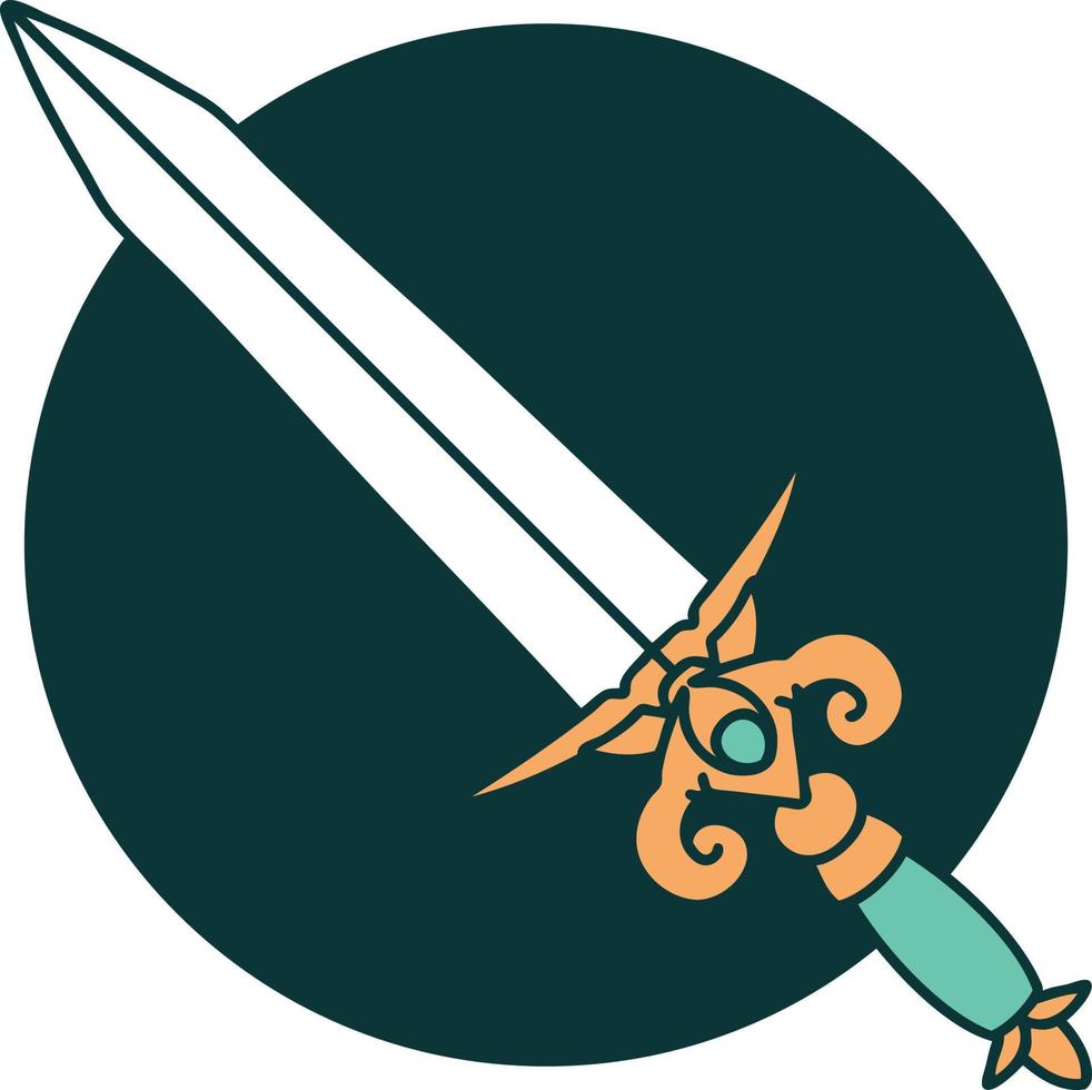 iconic tattoo style image of a dagger vector