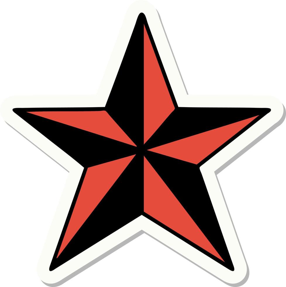 sticker of tattoo in traditional style of a star vector