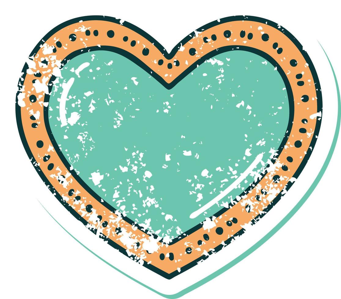 iconic distressed sticker tattoo style image of a heart vector