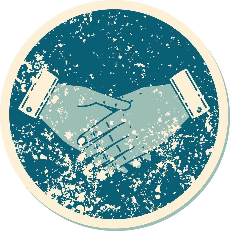 iconic distressed sticker tattoo style image of a pair of hands vector