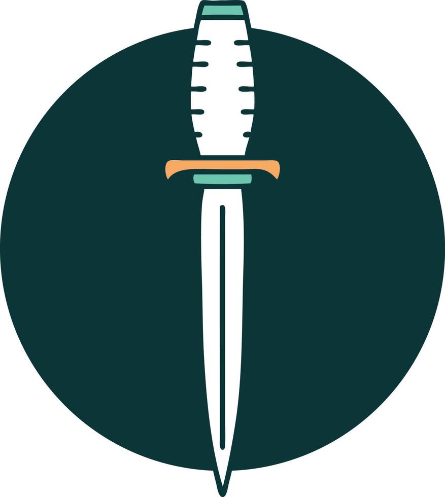 iconic tattoo style image of a dagger vector