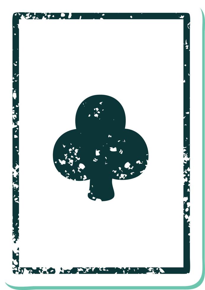 iconic distressed sticker tattoo style image of the ace of clubs vector