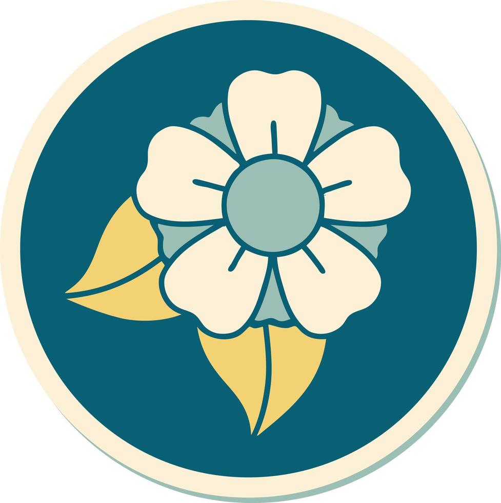 sticker of tattoo in traditional style of a flower vector