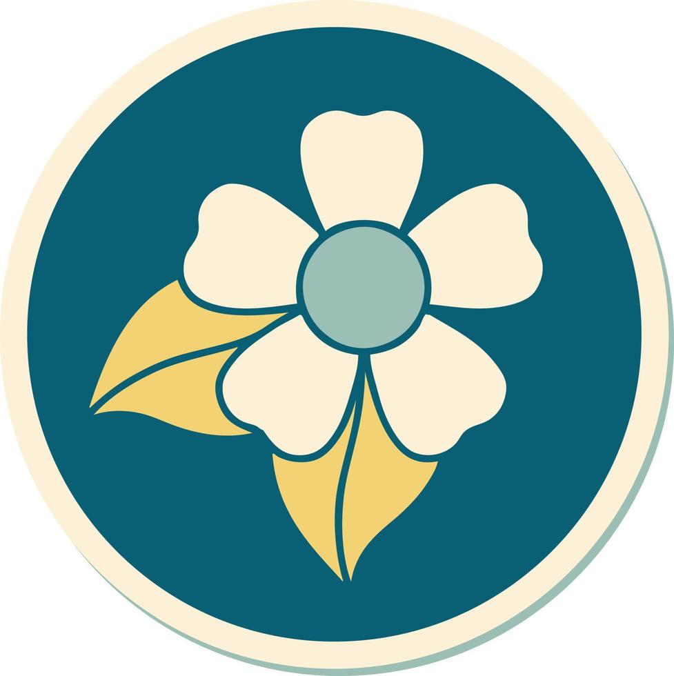 sticker of tattoo in traditional style of a flower vector