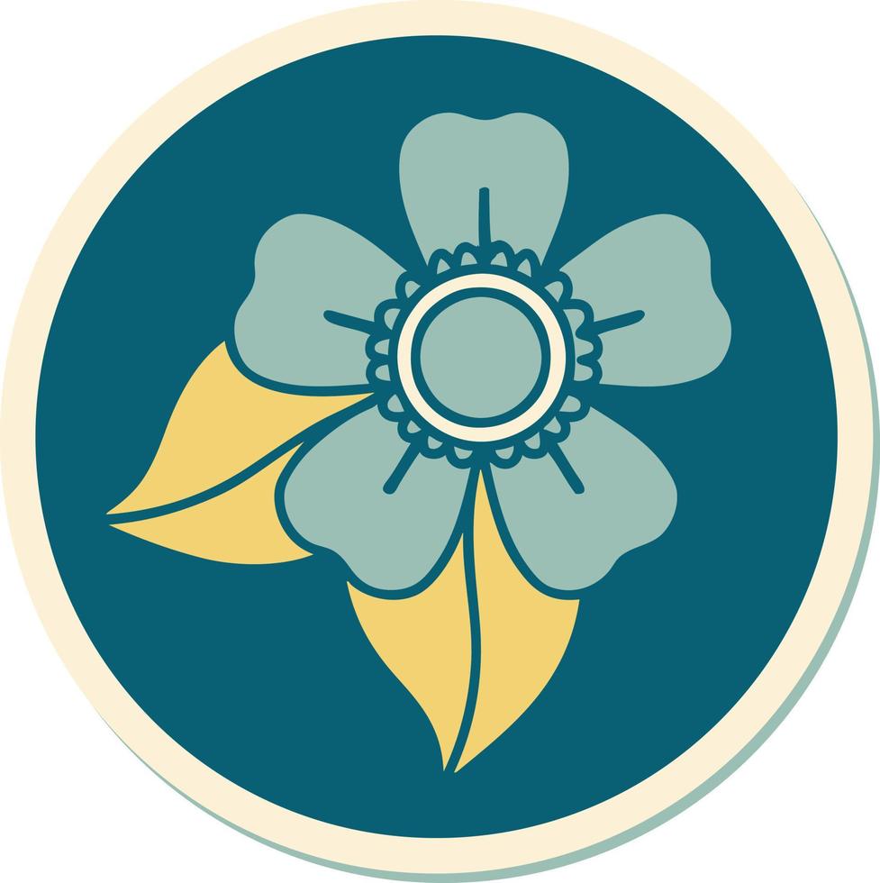 sticker of tattoo in traditional style of a flower vector