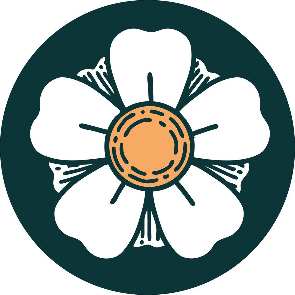 iconic tattoo style image of a flower vector