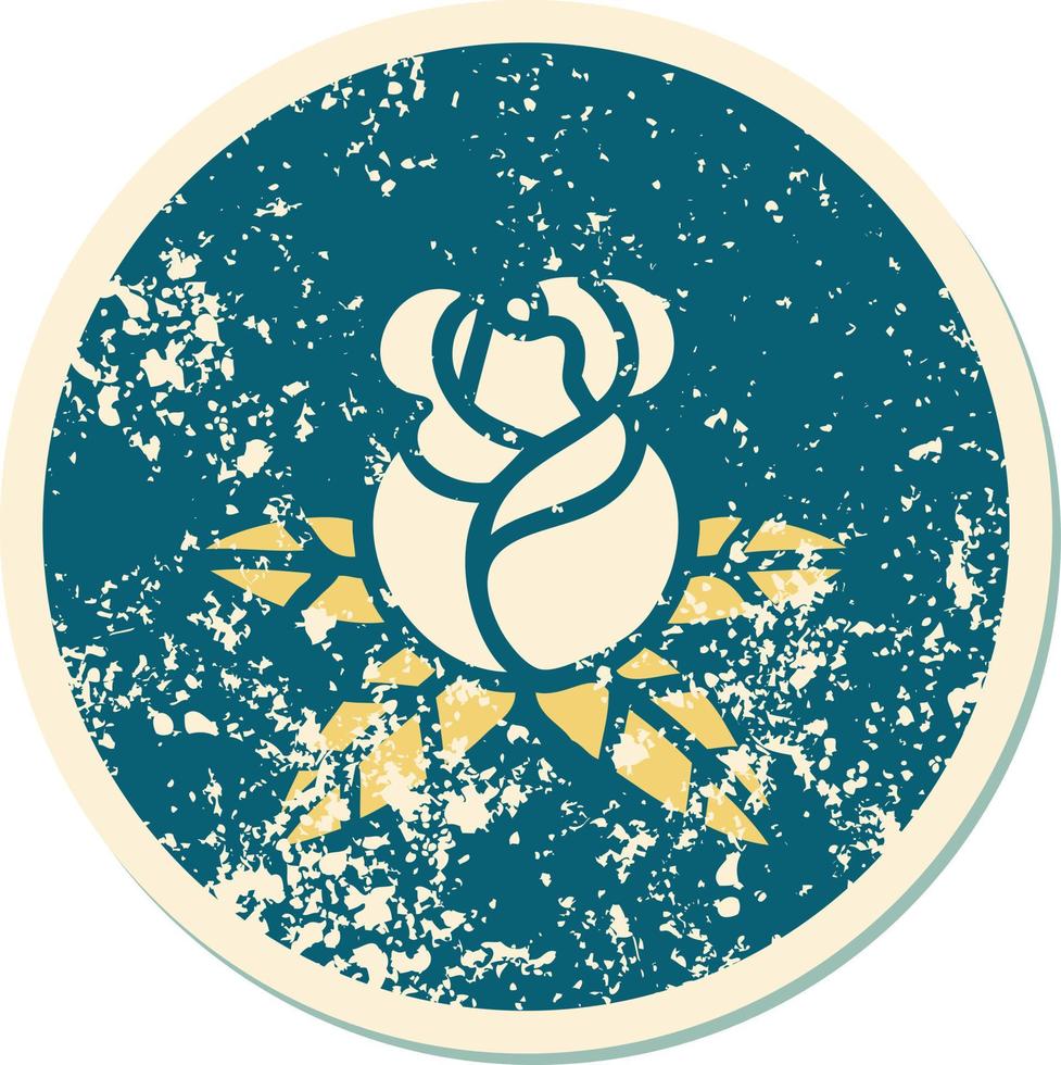 iconic distressed sticker tattoo style image of a single rose vector