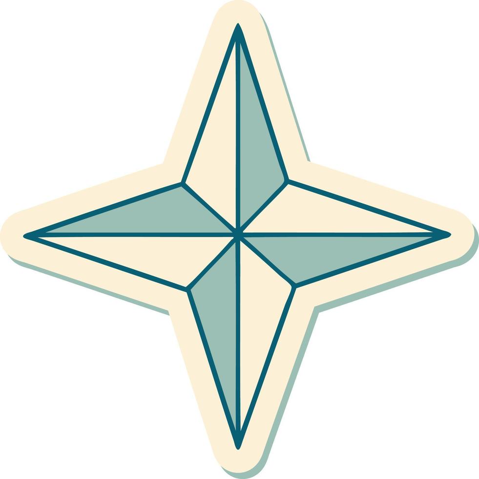 sticker of tattoo in traditional style of a star vector