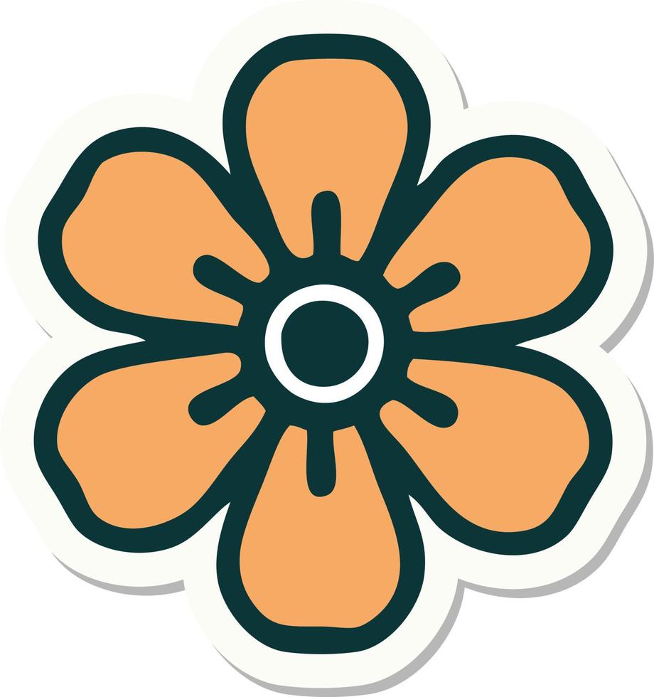 sticker of tattoo in traditional style of a flower vector