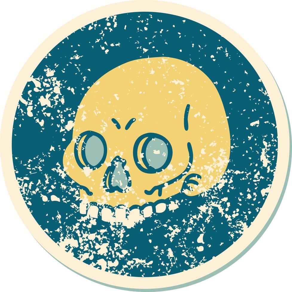 iconic distressed sticker tattoo style image of a skull vector