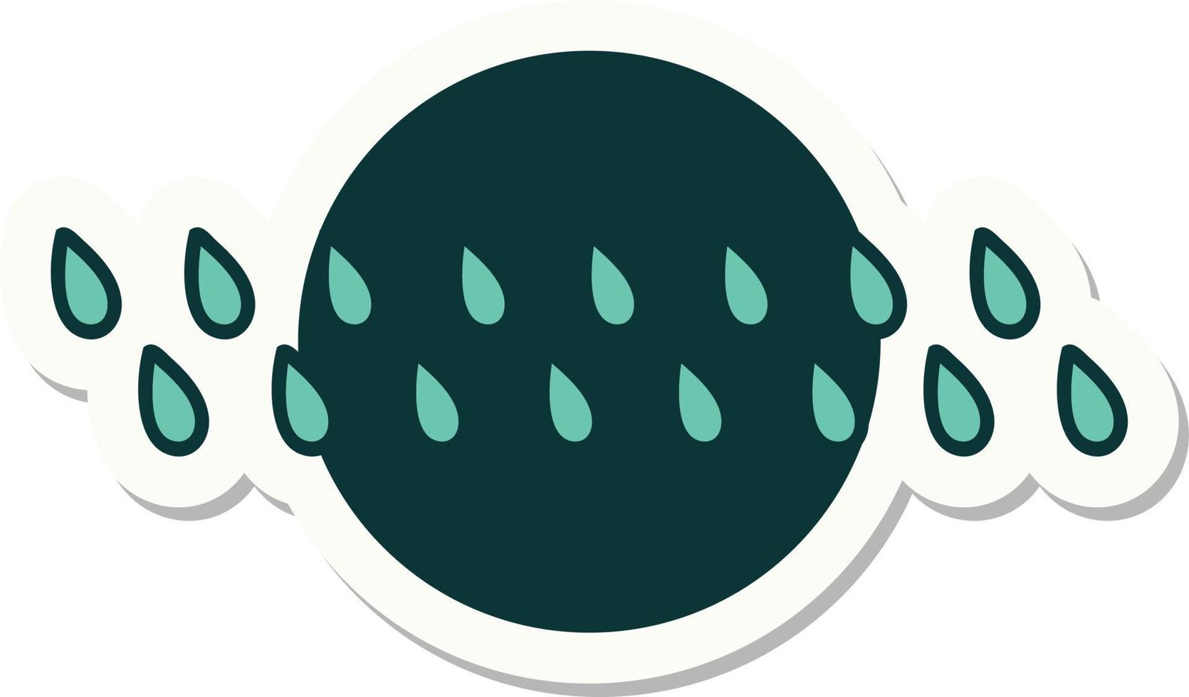 sticker of tattoo in traditional style of rain drops vector