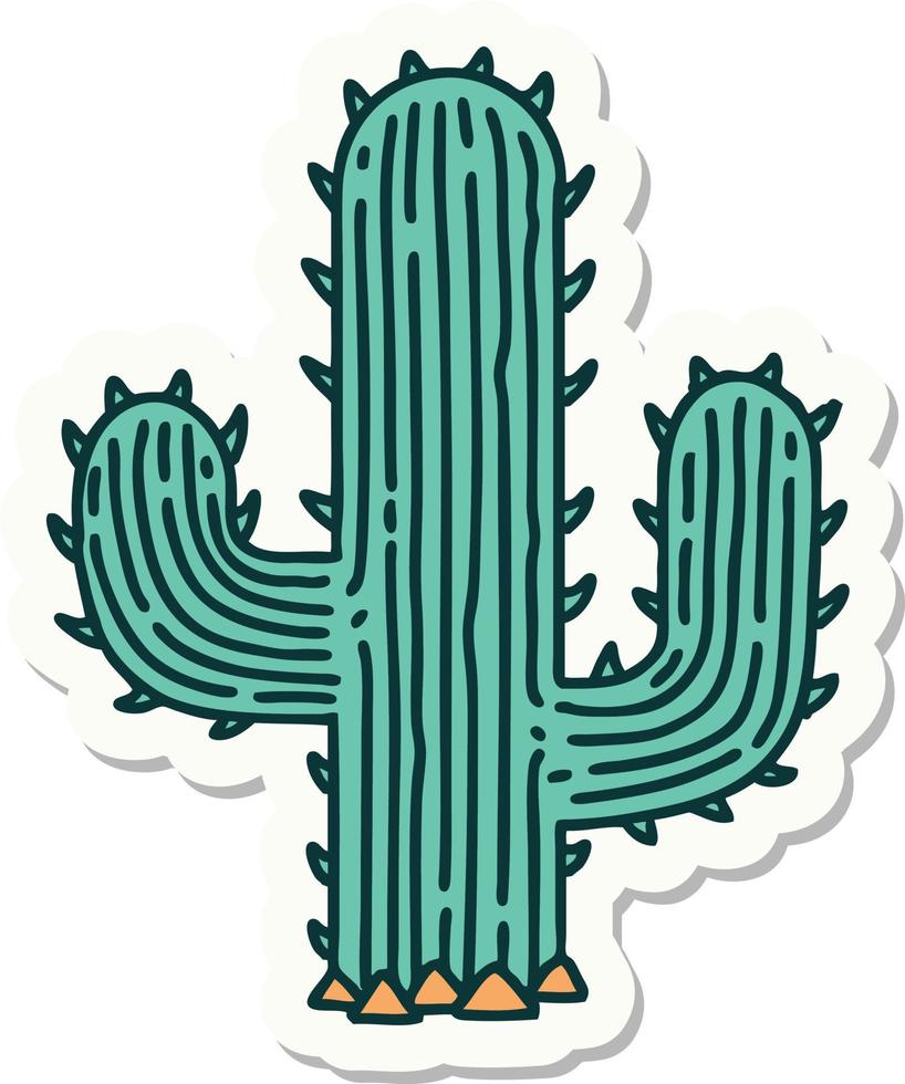 sticker of tattoo in traditional style of a cactus vector