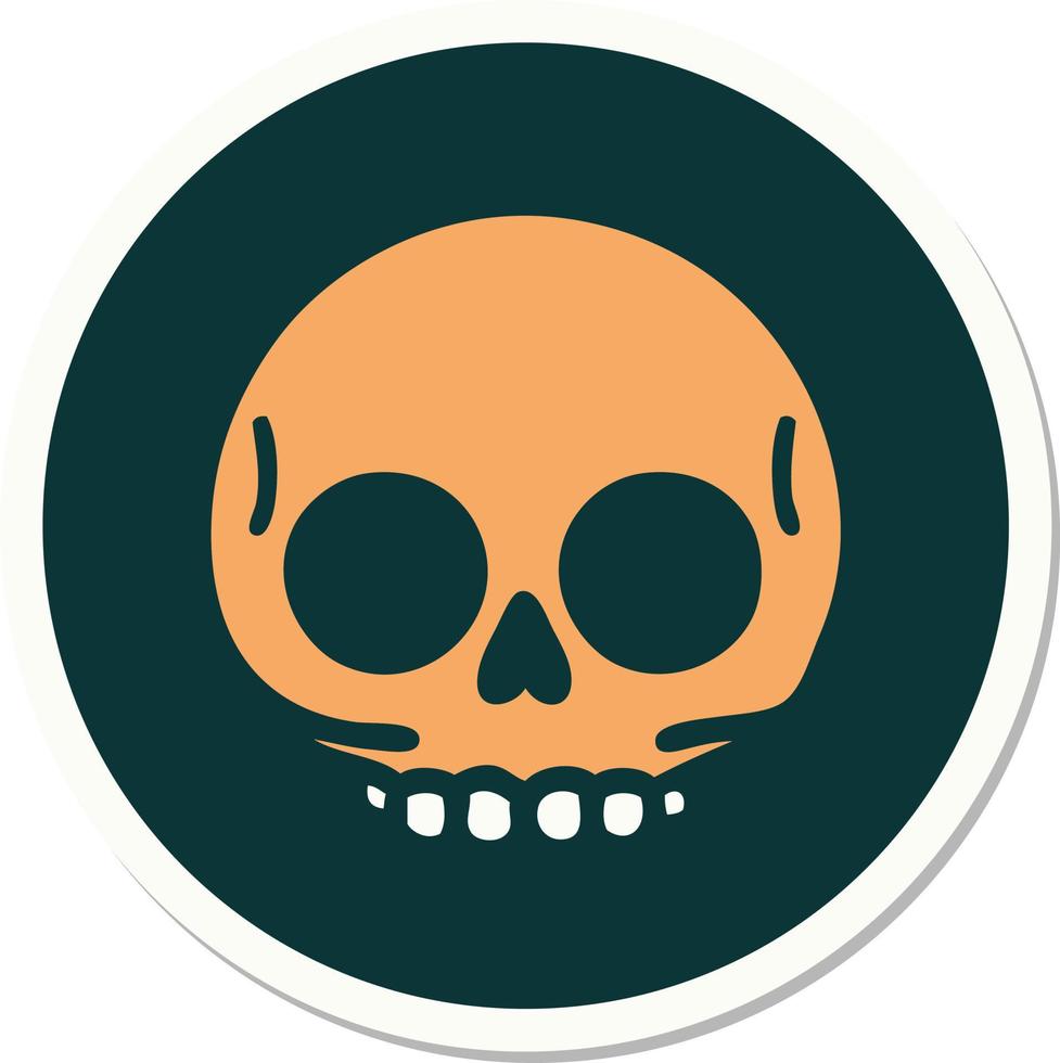 sticker of tattoo in traditional style of a skull vector