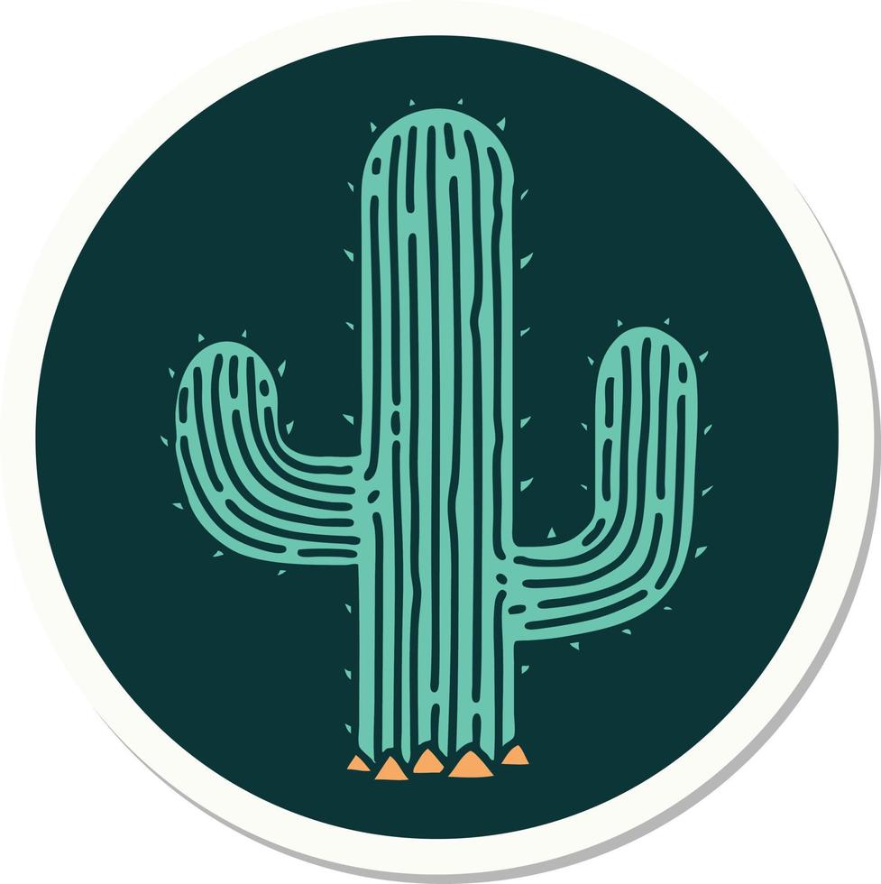 pegatina de tatuaje al estilo tradicional de un cactus vector