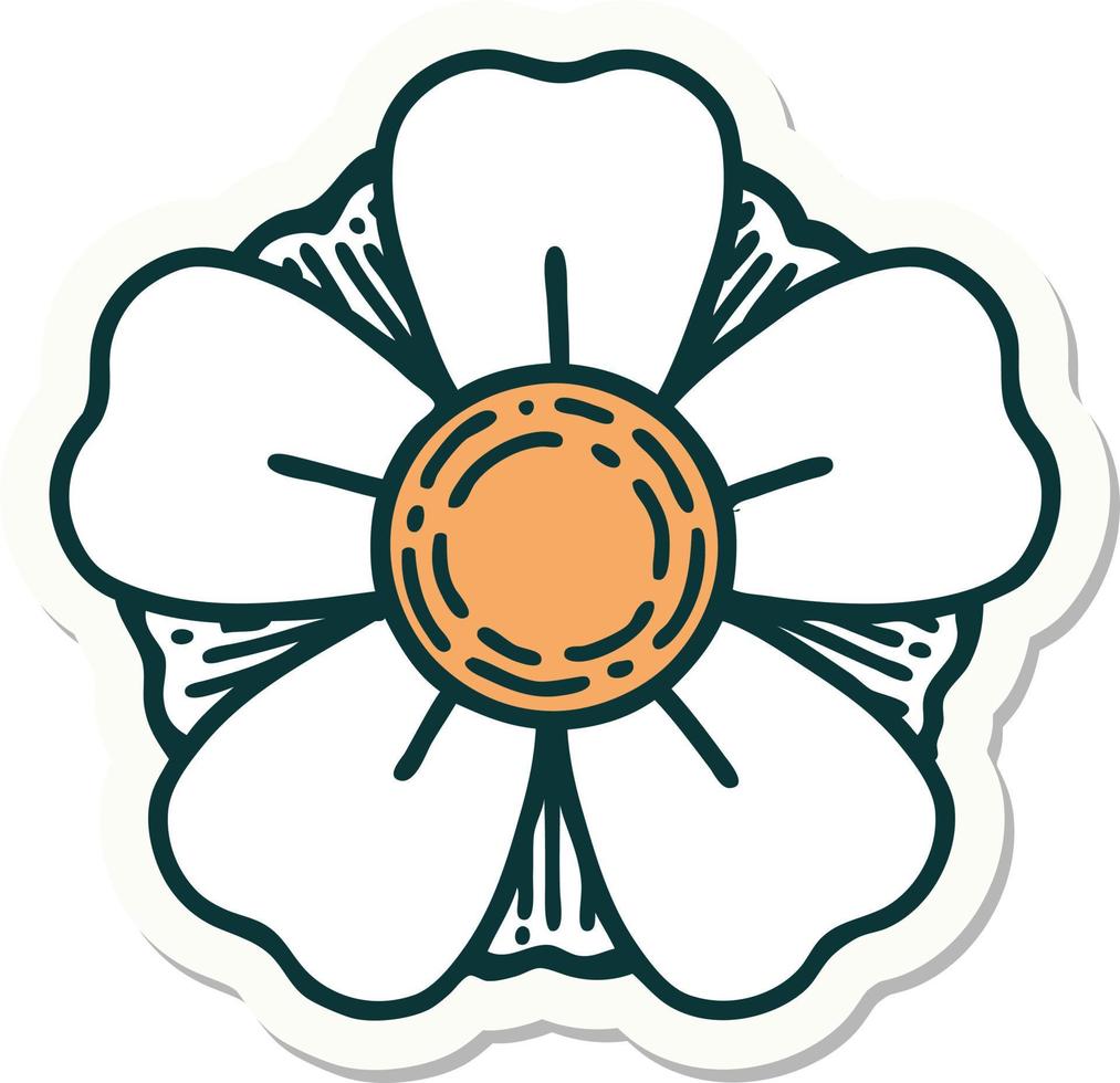 sticker of tattoo in traditional style of a flower vector