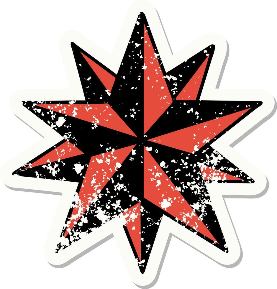 distressed sticker tattoo in traditional style of a star vector