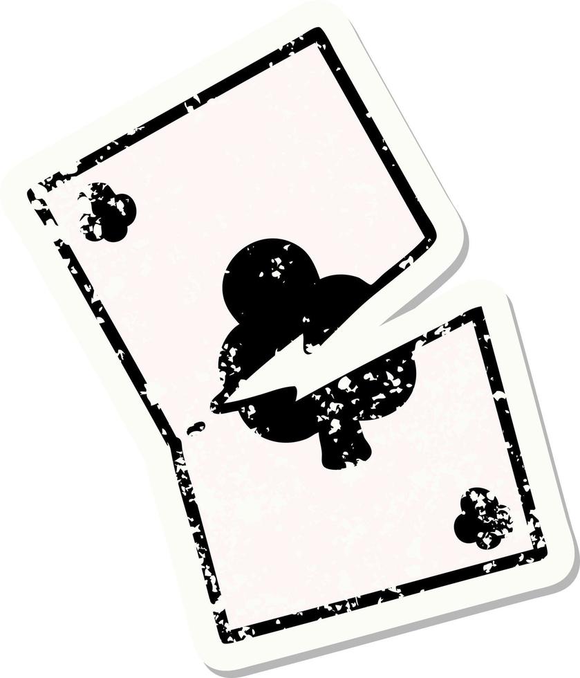 distressed sticker tattoo in traditional style of a torn card vector