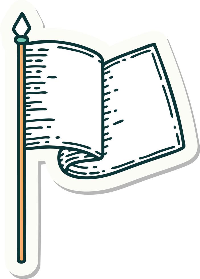 sticker of tattoo in traditional style of a white flag vector