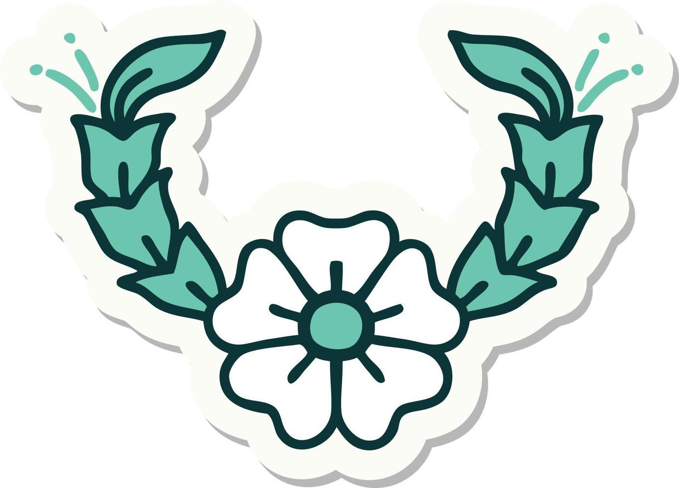 pegatina de tatuaje al estilo tradicional de una flor decorativa vector