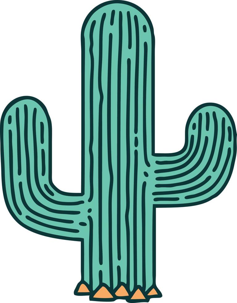 iconic tattoo style image of a cactus vector