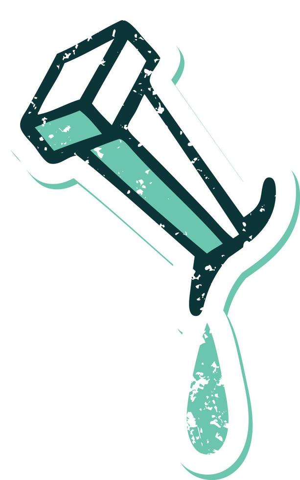 iconic distressed sticker tattoo style image of iron nail vector