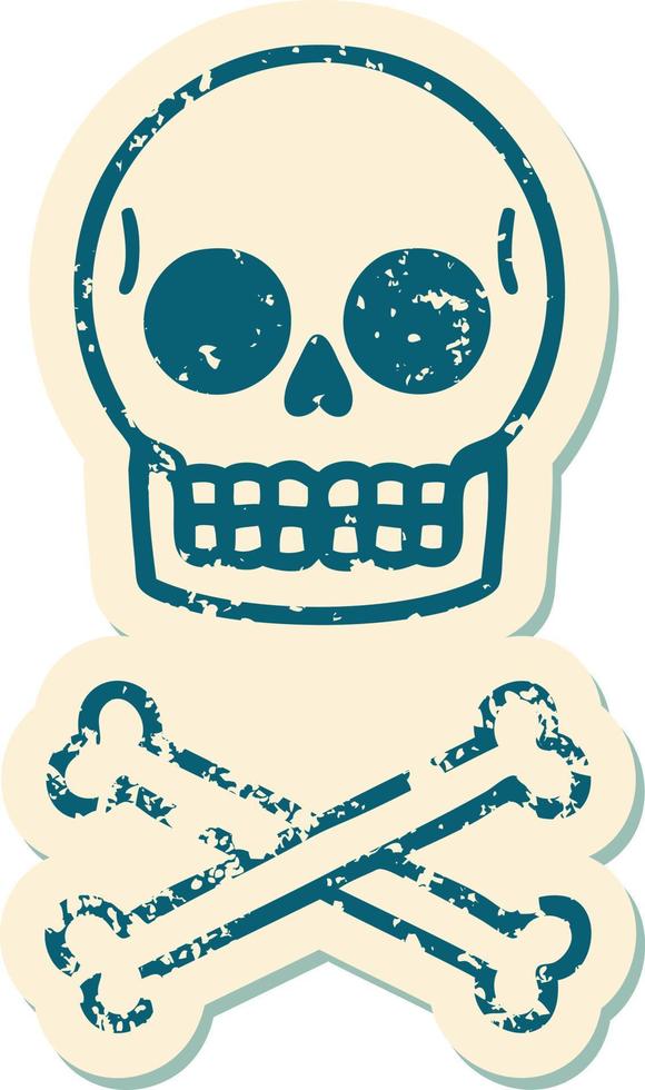 iconic distressed sticker tattoo style image of a skull vector