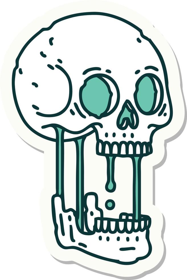 sticker of tattoo in traditional style of a skull vector