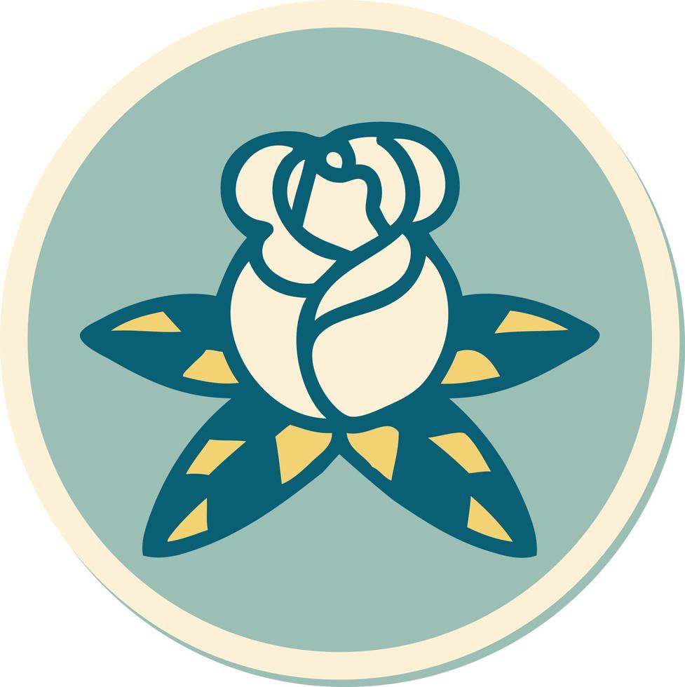 sticker of tattoo in traditional style of a single rose vector