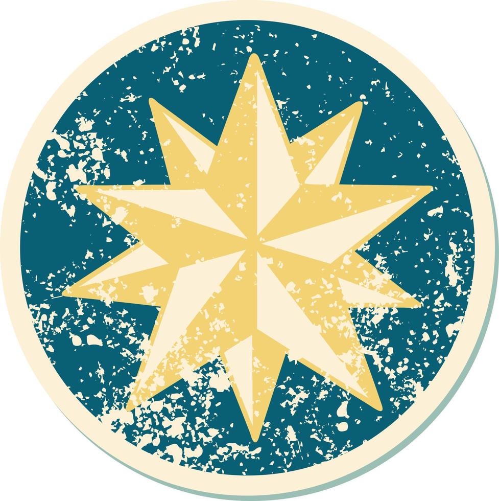 iconic distressed sticker tattoo style image of a star vector