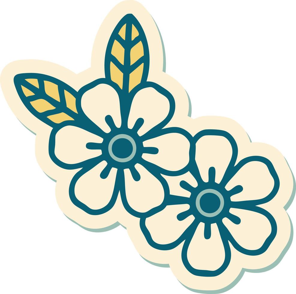 sticker of tattoo in traditional style of a flower vector