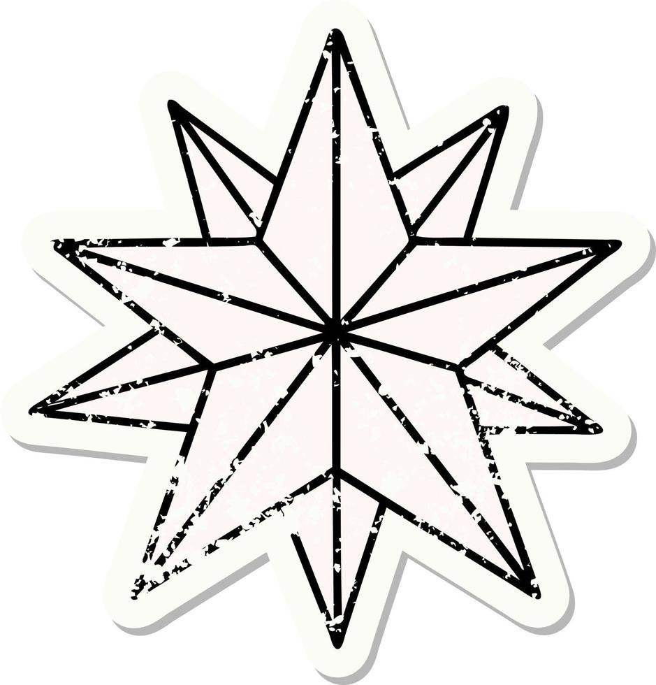 tatuaje de pegatina angustiado al estilo tradicional de una estrella vector