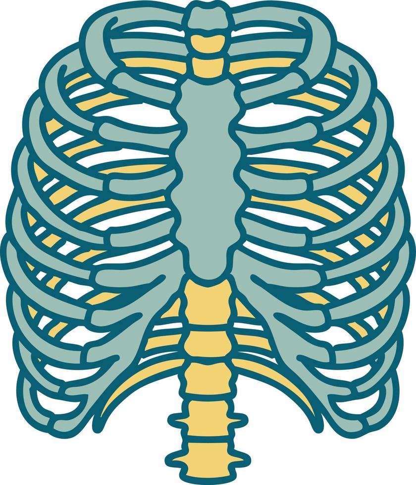 iconic tattoo style image of a rib cage vector