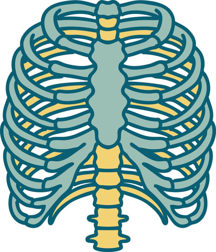 iconic tattoo style image of a rib cage vector