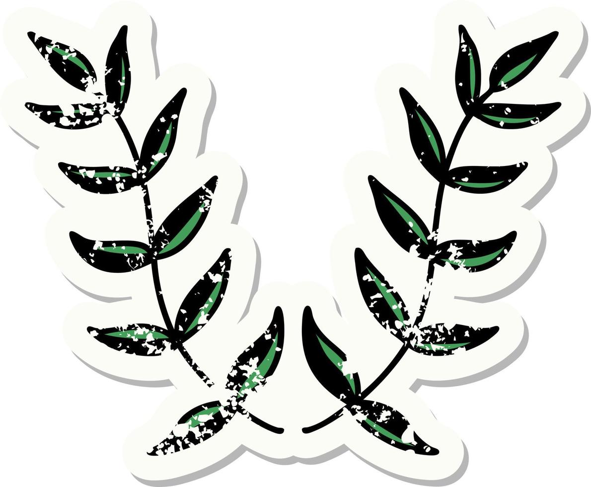 distressed sticker tattoo in traditional style of a laurel vector