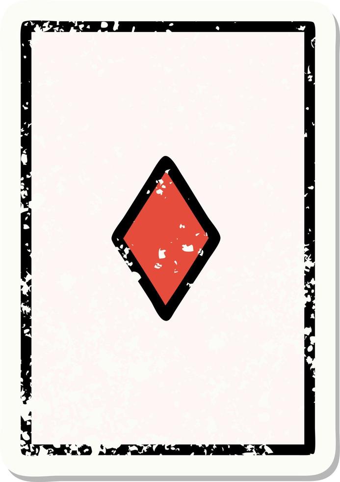 distressed sticker tattoo in traditional style of the ace of diamonds vector