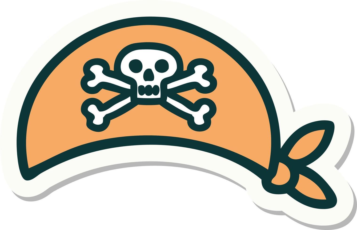 sticker of tattoo in traditional style of pirate head scarf vector