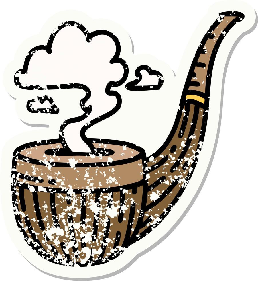 distressed sticker tattoo in traditional style of a smokers pipe vector