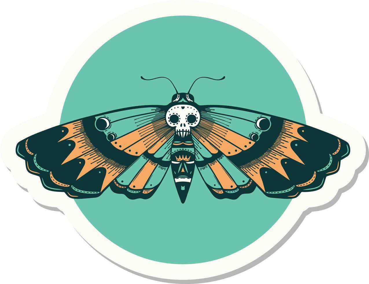 sticker of tattoo in traditional style of a deaths head moth vector