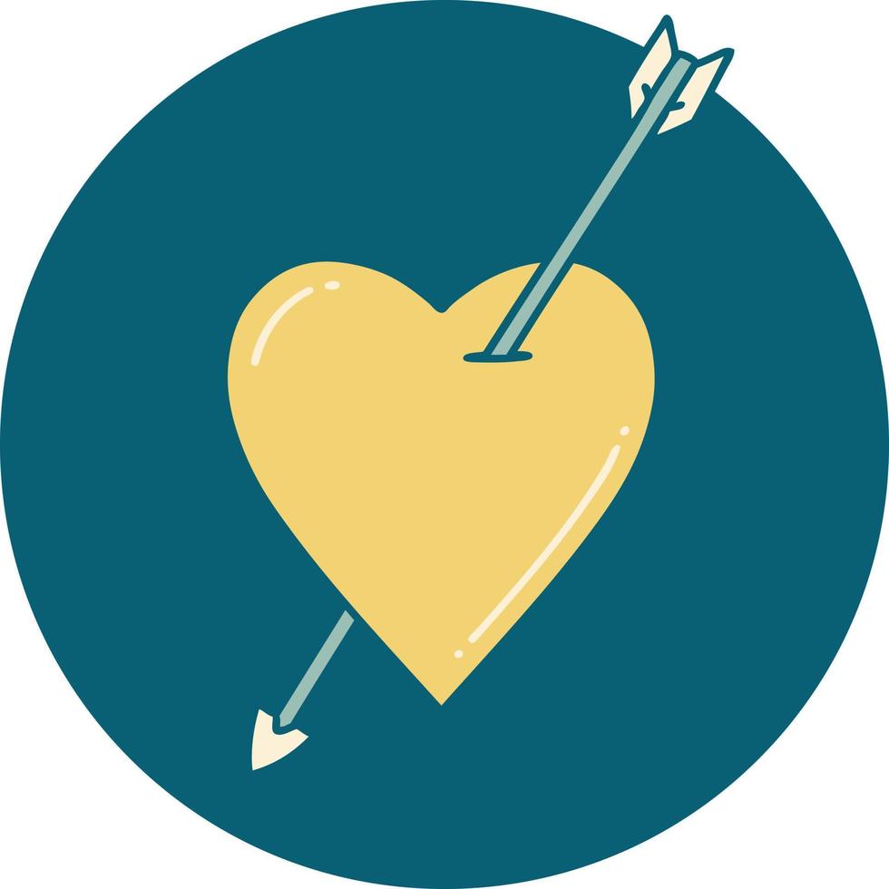 iconic tattoo style image of an arrow and heart vector