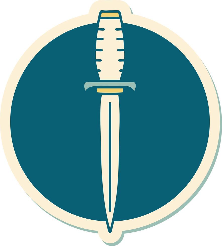 sticker of tattoo in traditional style of a dagger vector