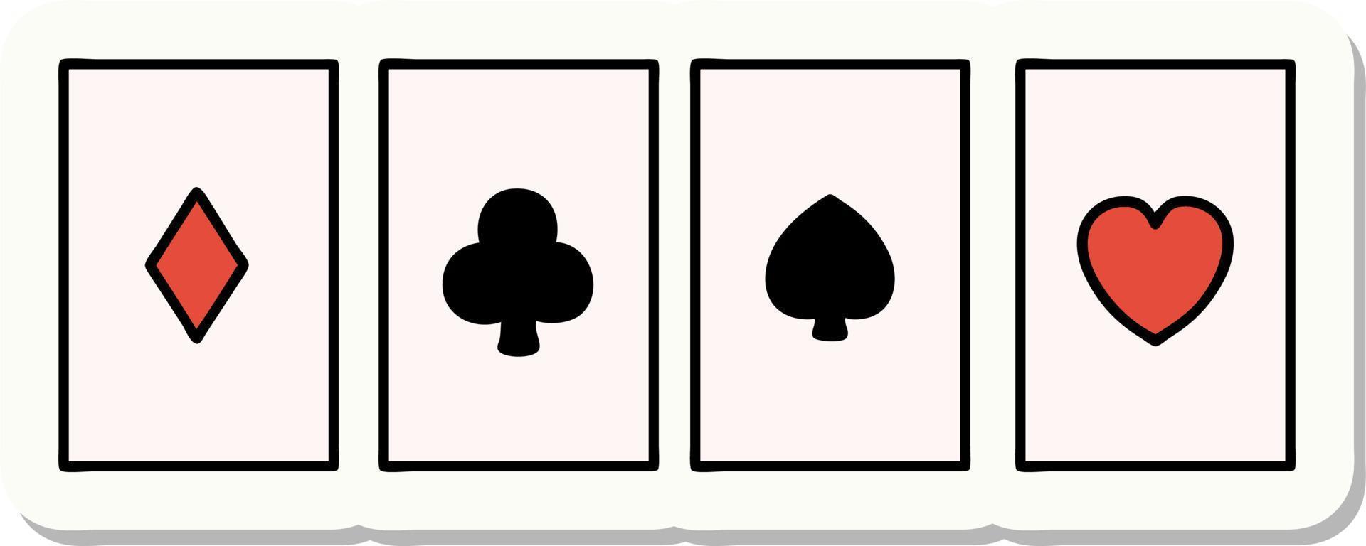 sticker of tattoo in traditional style of a set of cards vector