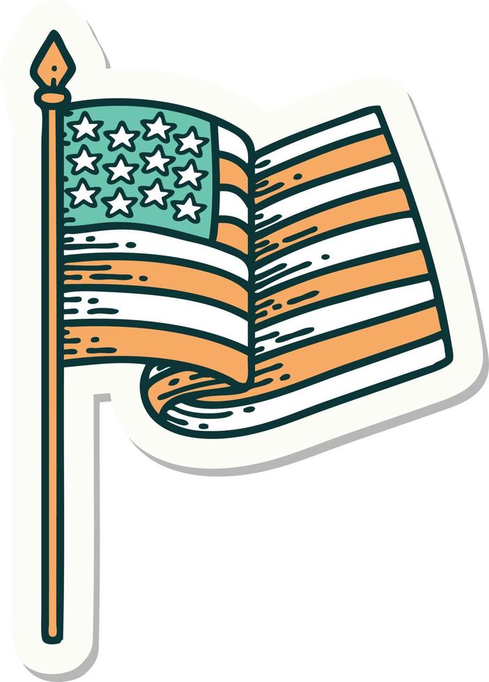 sticker of tattoo in traditional style of the american flag vector
