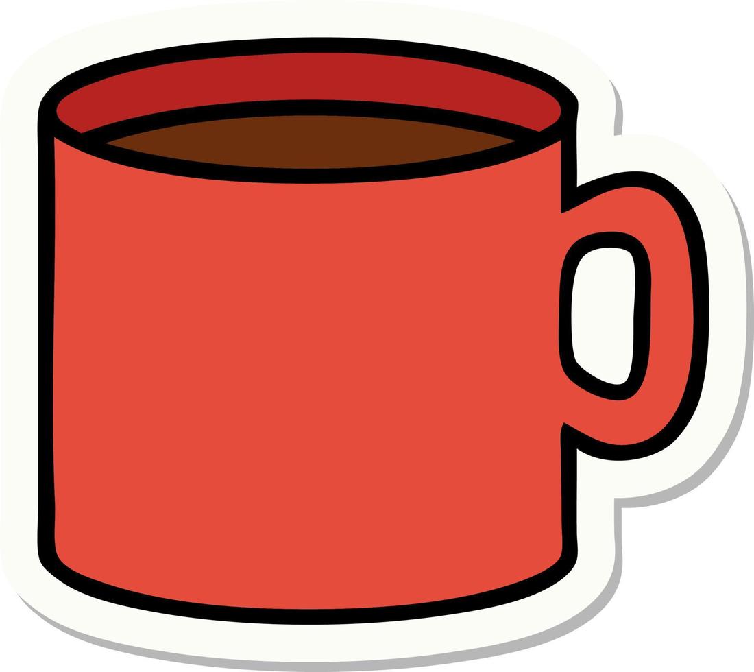 sticker of tattoo in traditional style of cup of coffee vector